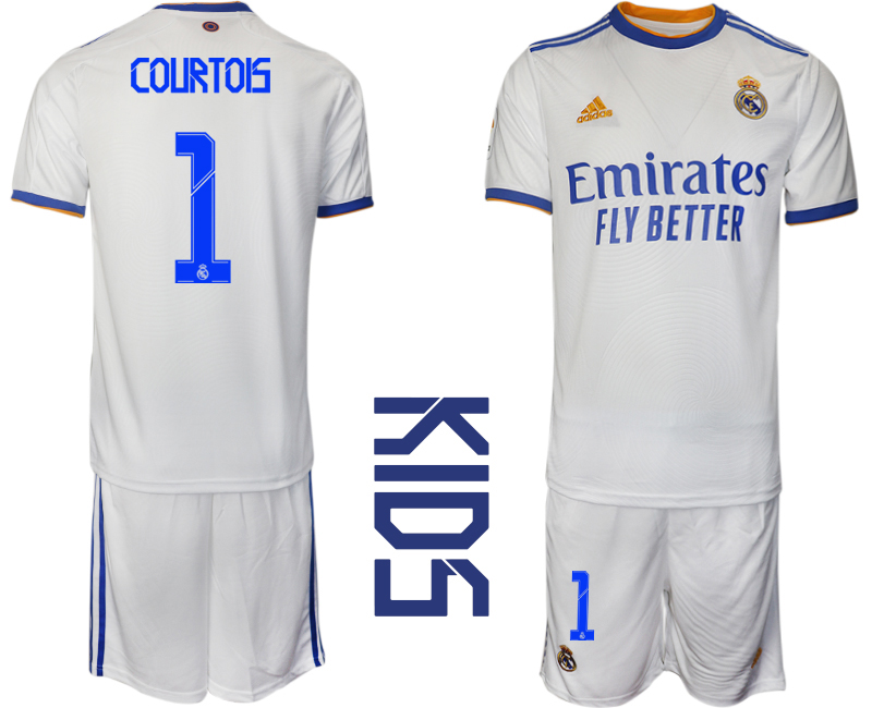 Youth 2021-2022 Club Real Madrid home white #1 Soccer Jerseys1